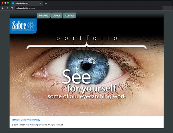 Sabre Custom Publishing website home page screen capture